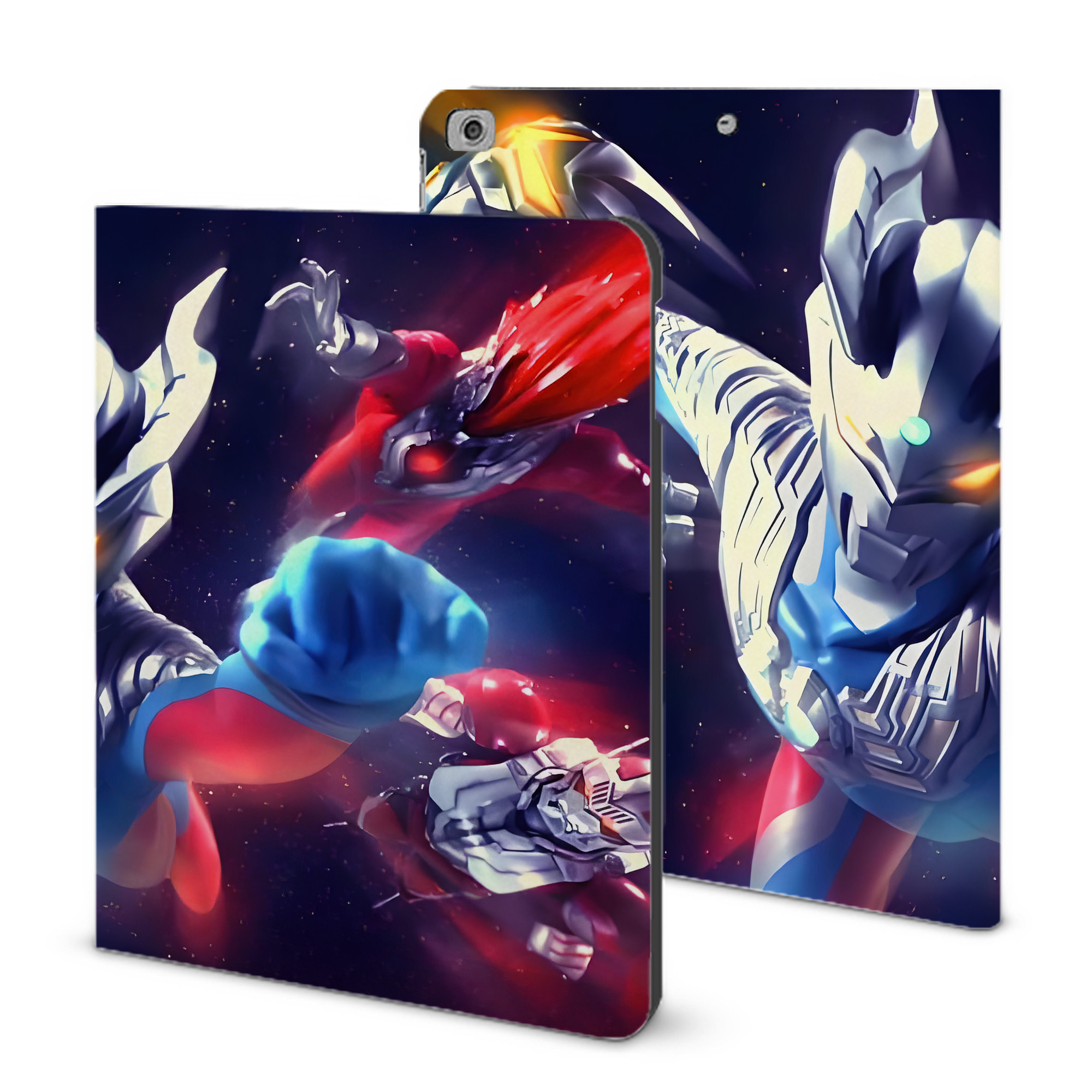 （画像用） ウルトラマン Ultraman IPad ケース ブック型 PUレザー TPU 耐衝撃 軽量 薄型 ペン収納なし 全面保護 IPad 各モデル対応